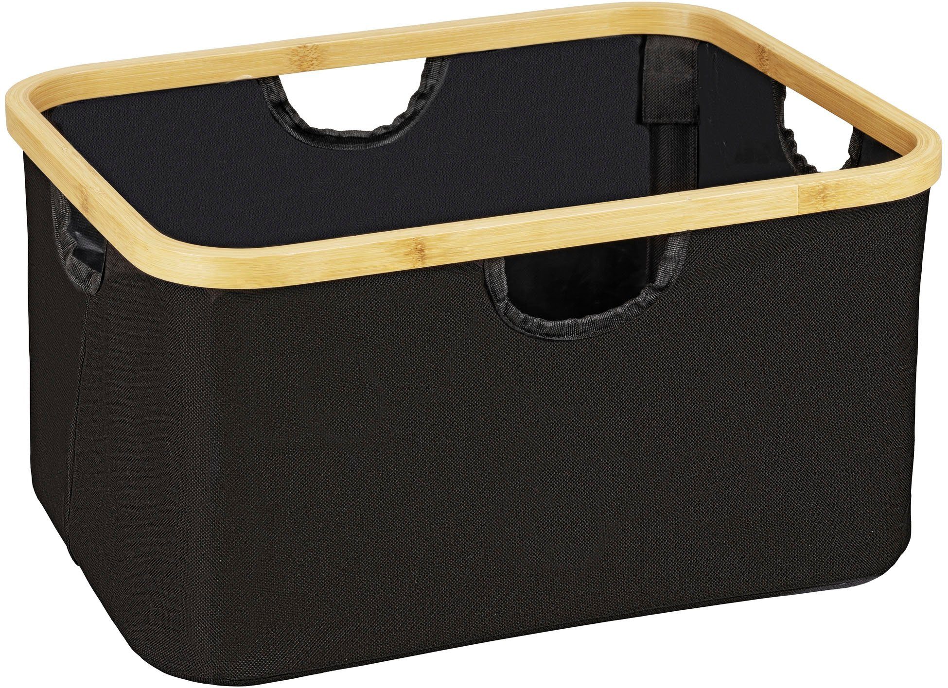 WENKO Wäschekorb Ecori, faltbar (Set, 2 St), Textilien 100% recyceltem Polyester,Rahmen FSC®-zertifiziertem Bambus