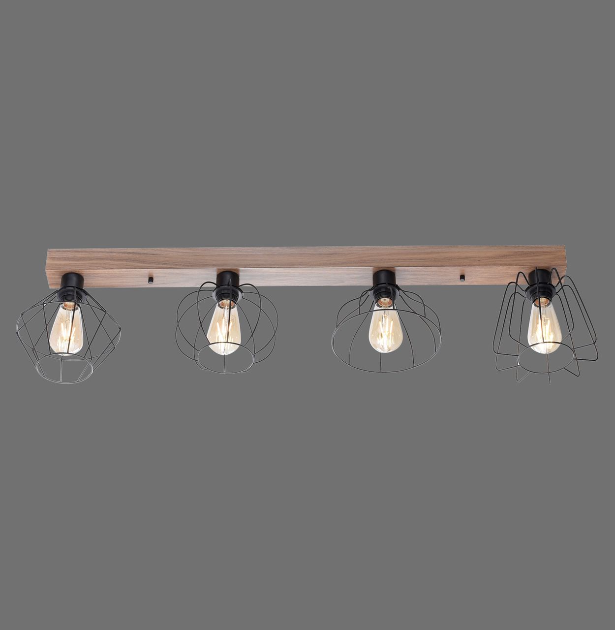 JUST LIGHT LeuchtenDirekt Deckenleuchte KASKA, Holzdekor, 4xE27 max. 40 W, Innenleuchte, IP20