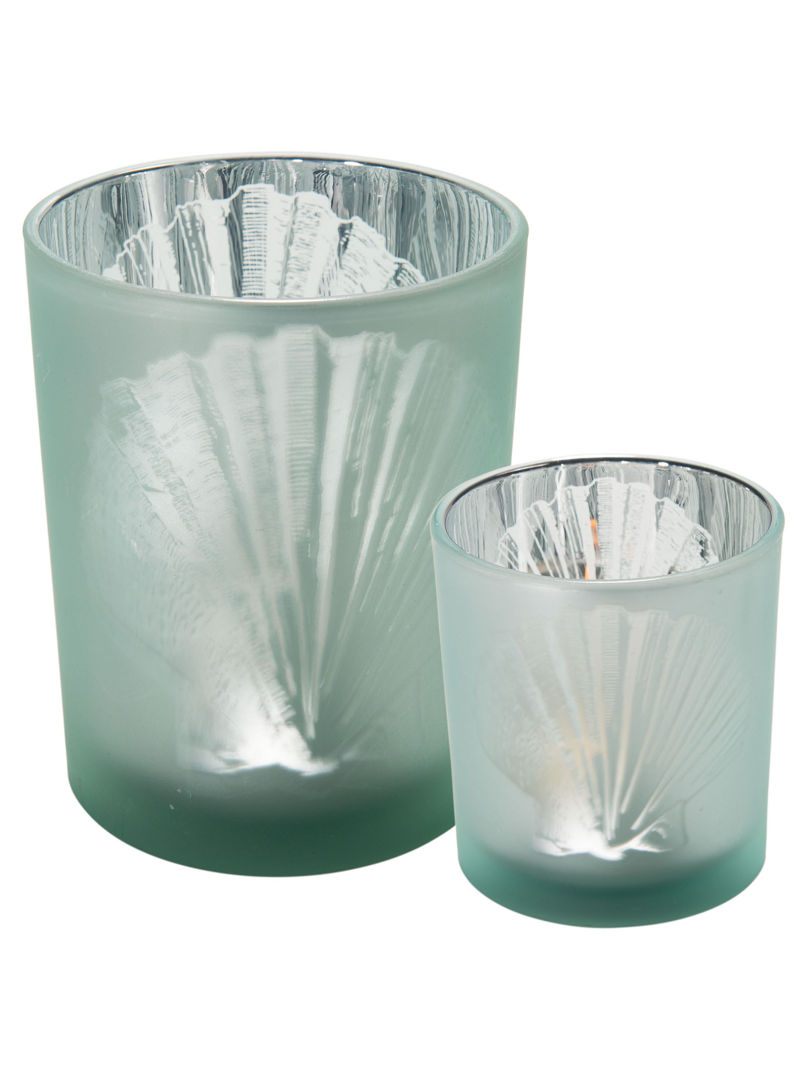 Muschelglas Teelichthalter, Türkis