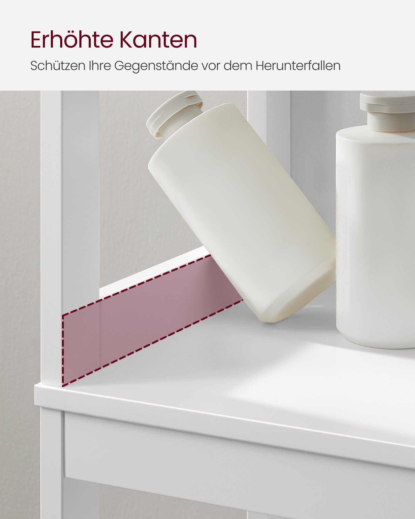 VASAGLE Badkommode Badezimmerschrank, 2 Schubladen, 3 offene Fächer