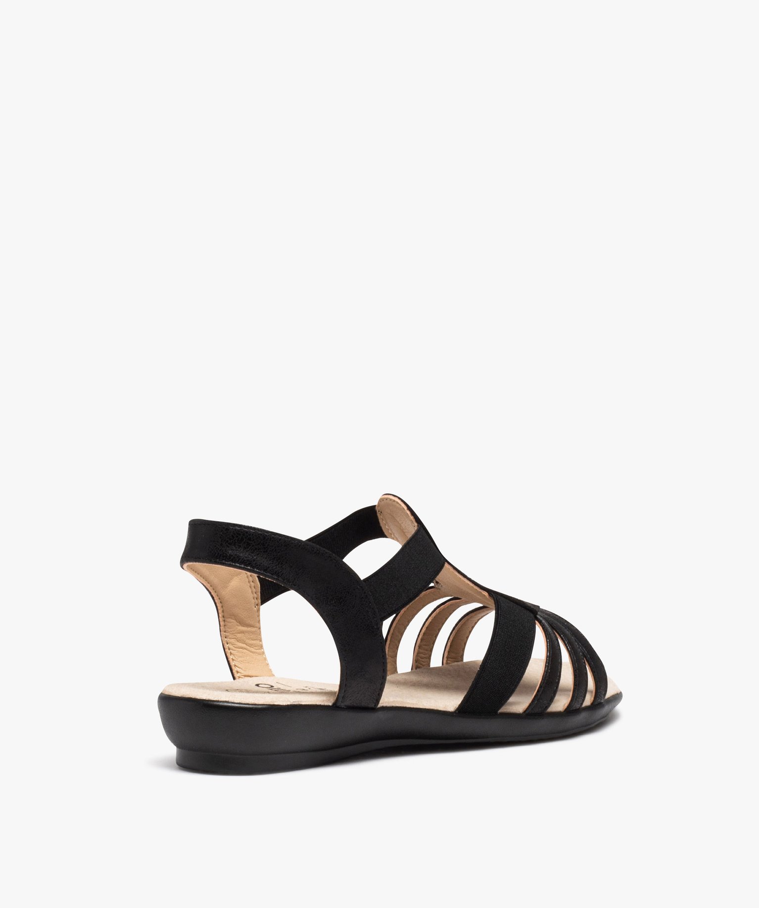 Sandales femme unies à brides élastiques avec détail en t... noir | GEMO