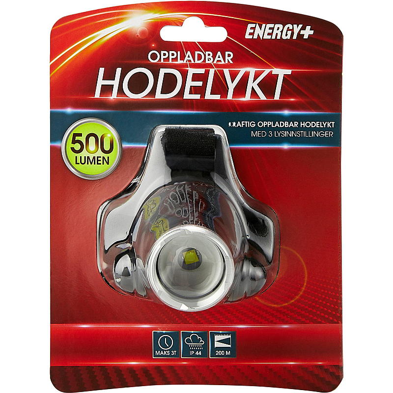 Energy Hodelykt 500 lumen, oppladbar