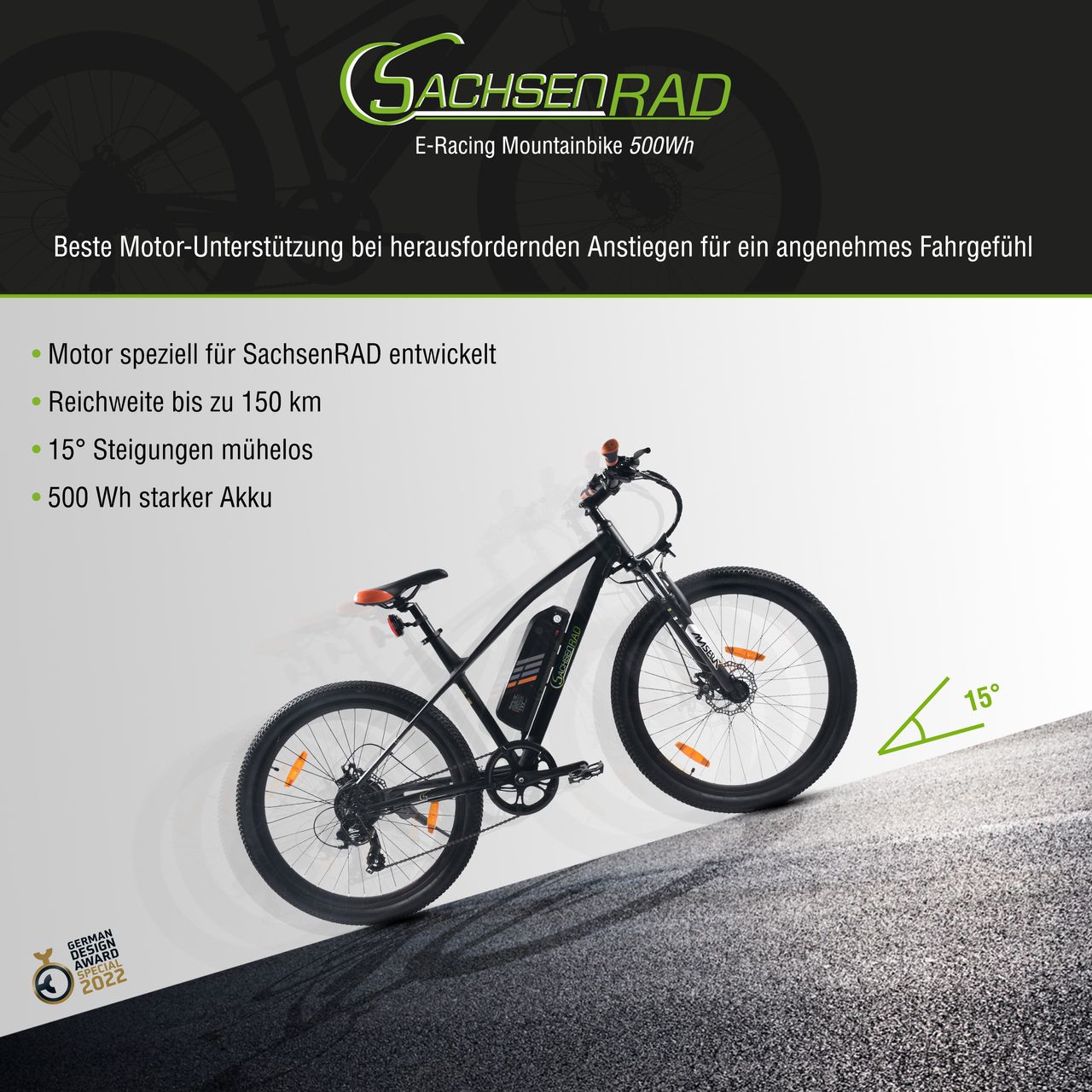 SachsenRad E-Racing Mountain Bike R6 500Wh 13,4Ah E-Bike 27,5