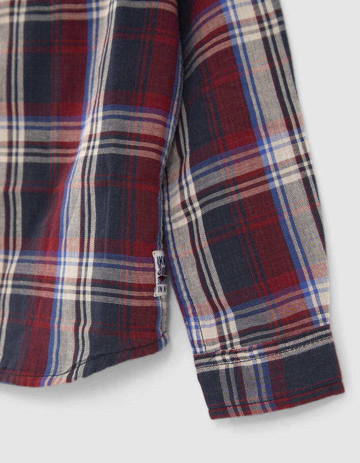 Chemise rouge mix carreaux capuche amovible garçon