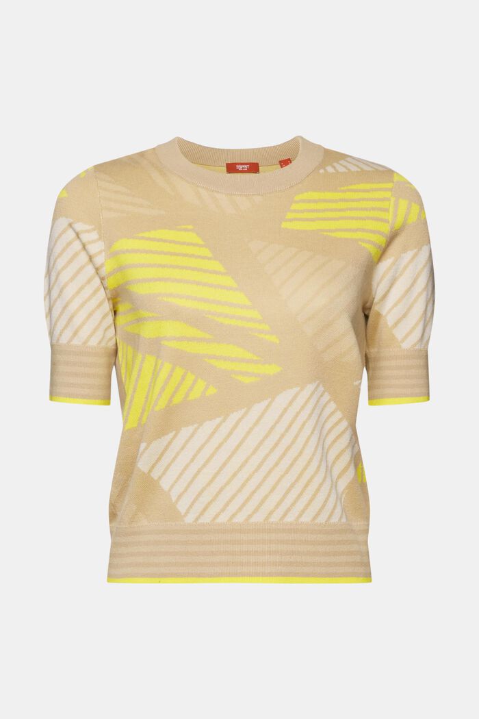 Kurzärmliger Jacquardpullover, Bio-Baumwolle