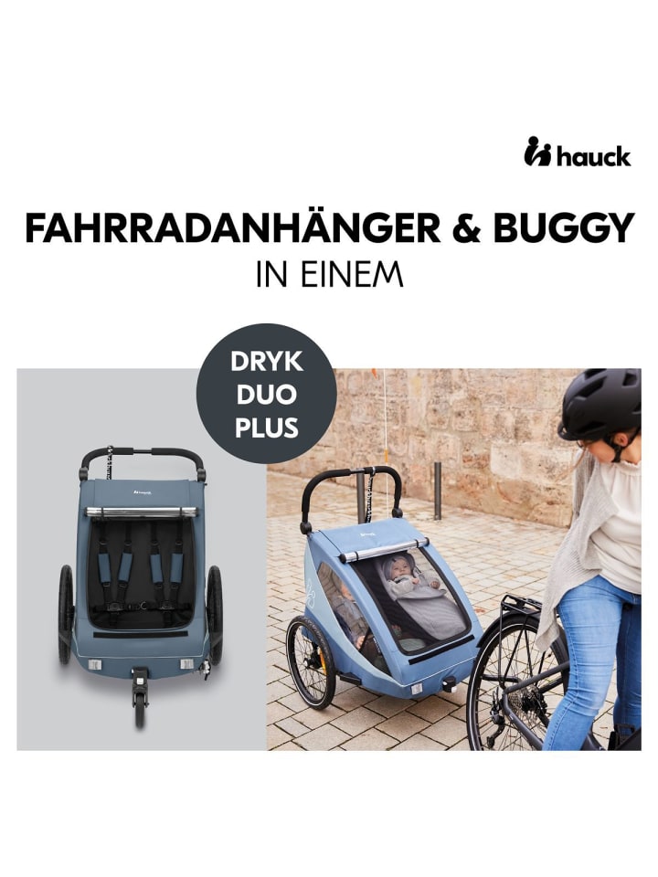 Hauck 2in1 Fahrradanhänger Sparset Dryk Duo Plus in blau günstig kaufen onesize