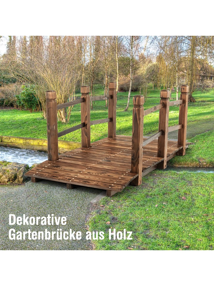 COSTWAY Holzbrücke 150x67x55 cm in Braun günstig kaufen onesize