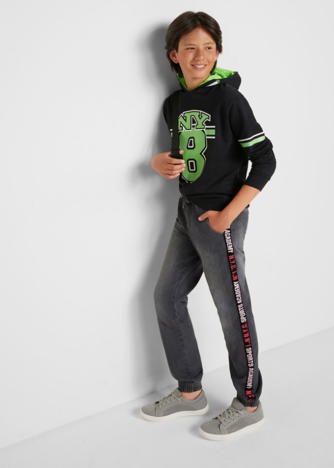Jungen Sweat-Jeans mit Tape, Slim Fit