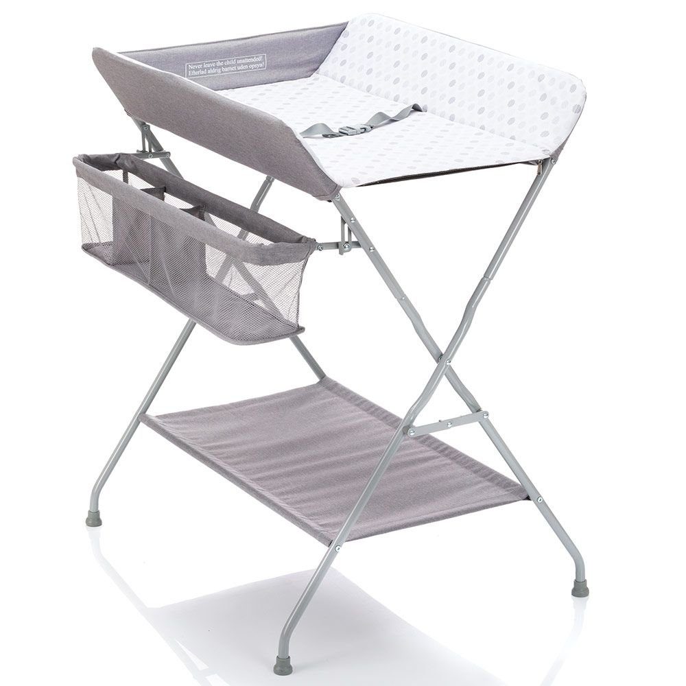 Fillikid Wickelkommode Exklusiv Circle - Grau, Baby Wickelkombi Wickelkommode Wickeltisch klappbar mit Fächern