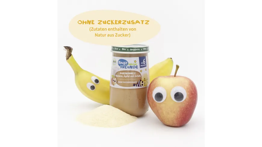Freche Freunde Bio Gläschen Abendbrei Banane, Apfel mit Grieß 190 g
