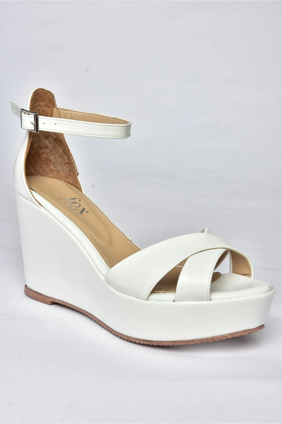 Fox Shoes  Weiße Damenschuhe mit Keilabsatz