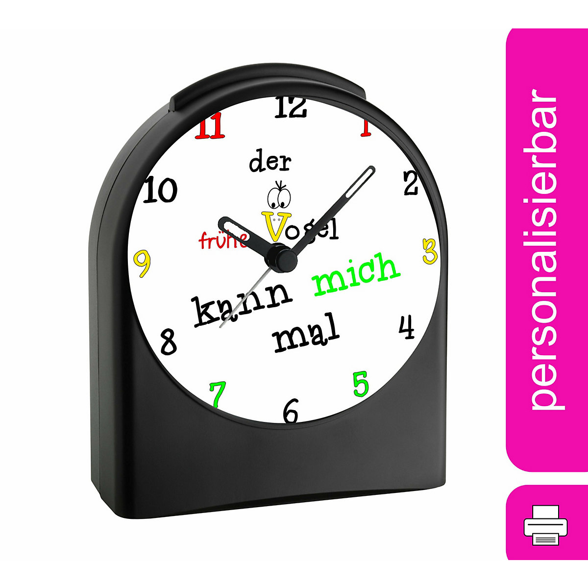 Kinder Funkwecker personalisiert mit Namen früher Vogel Atom-/Funkuhr, 12-Stunden-Anzeigeformat, Schlummerfunktion, Nachtlicht, Geräuschlos/Ohne Ticken