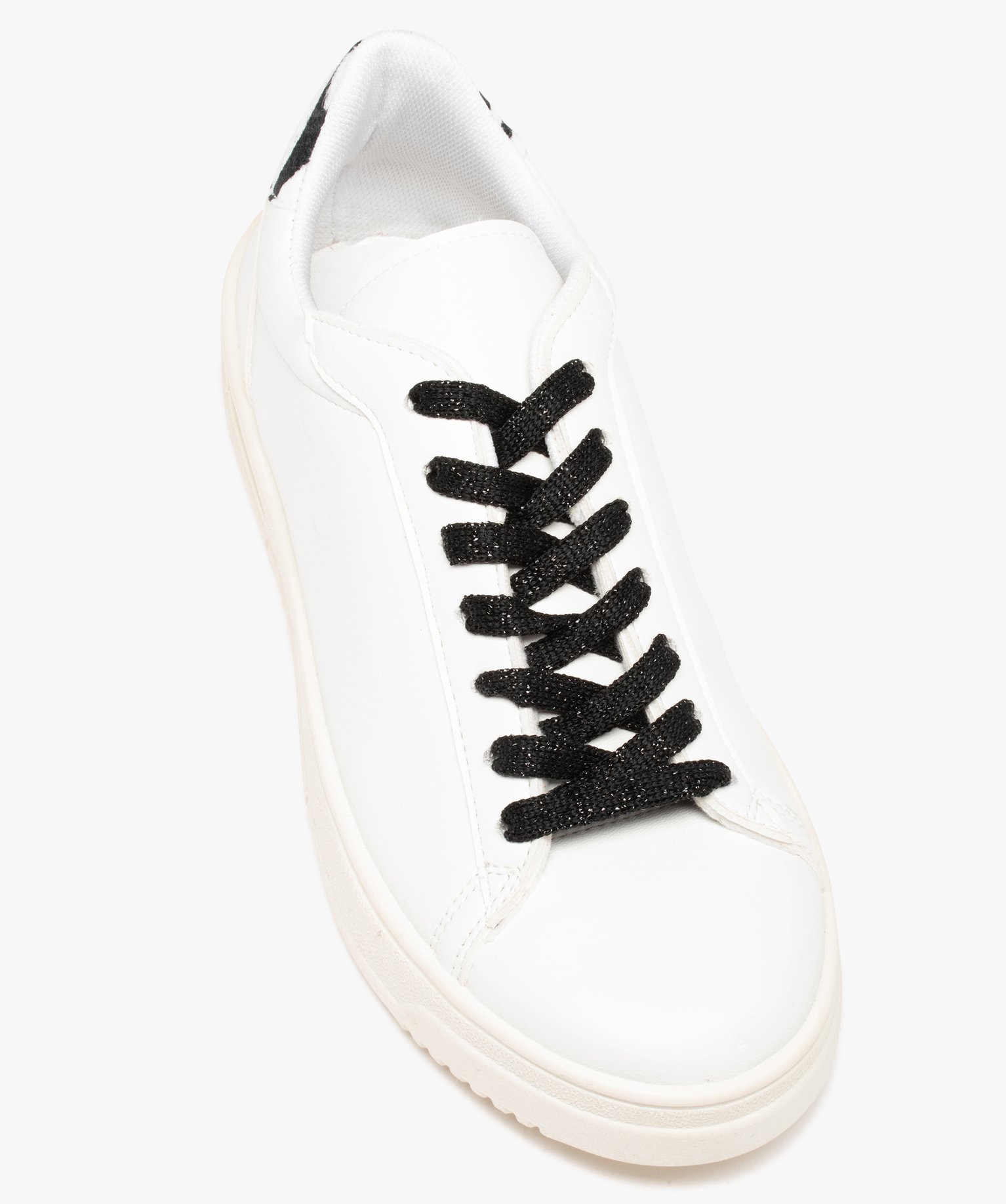 Baskets femme unies avec contrefort zébré blanc | GEMO