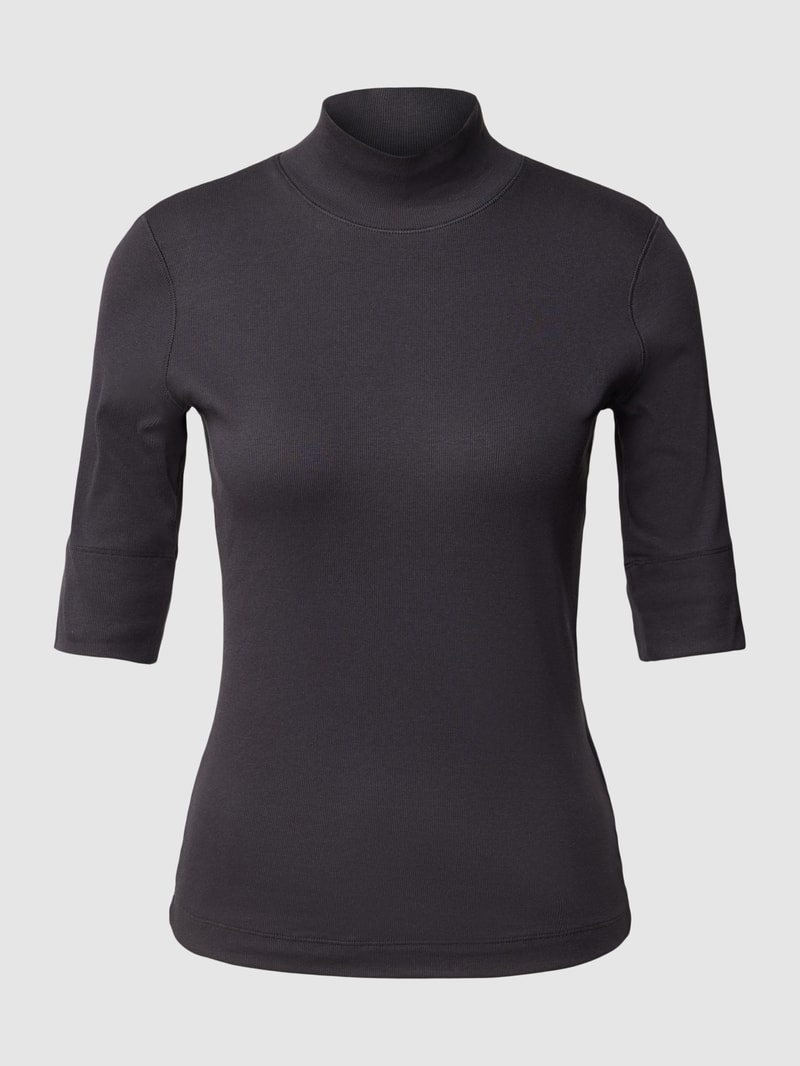 T-Shirt mit Stehkragen in marineblau