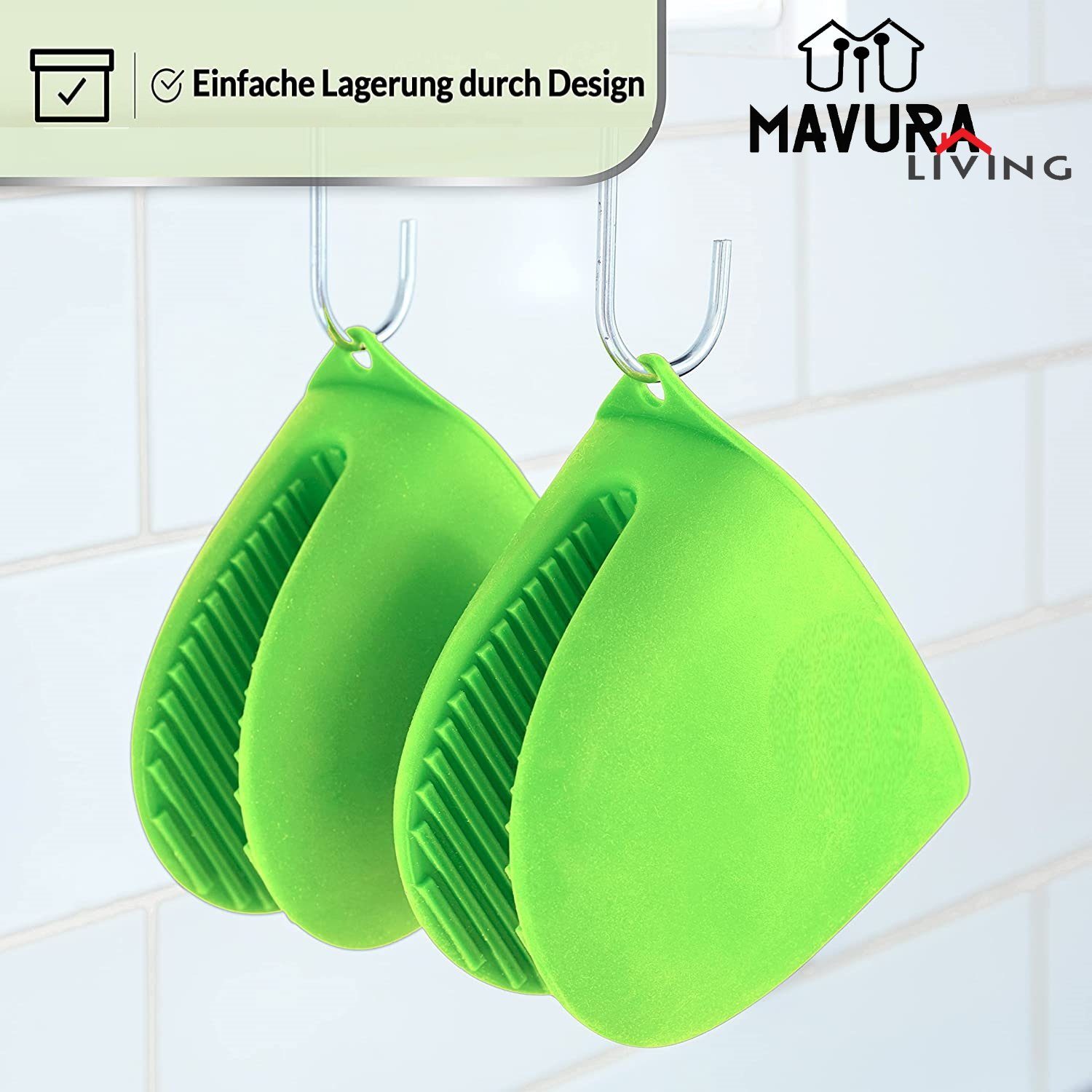 MAVURA Topfhandschuhe Mini Ofenhandschuhe Silikon Topf Handschuhe Anti Rutsch Hitzebeständige Topflappen Kochhandschuhe hitzebeständig [2er Set]