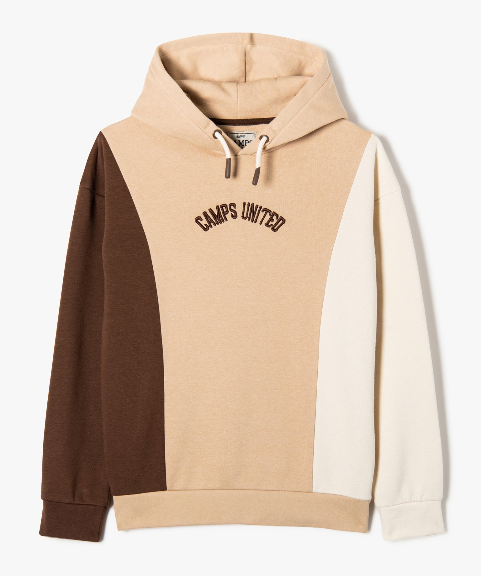 Sweat à capuche tricolore brodé Garçon - Camps United beige | GEMO
