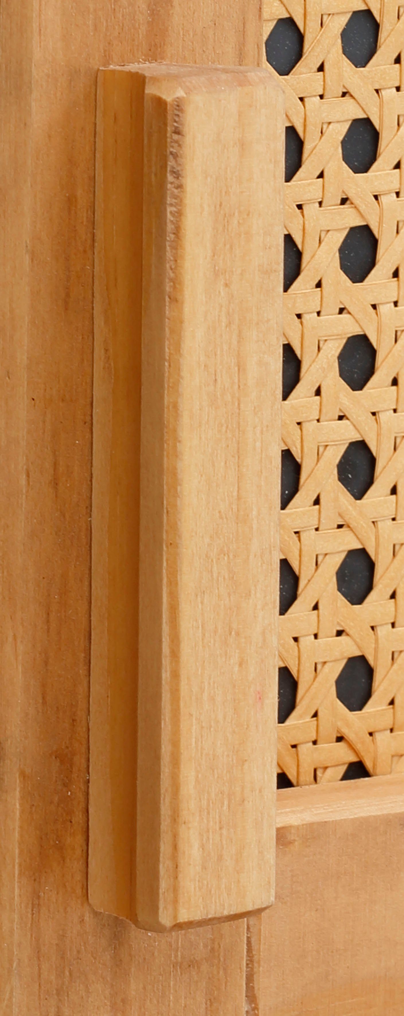 Home affaire Highboard, mit Rattangeflecht auf den Türfronten, Massivholz, zwei Farbvarianten