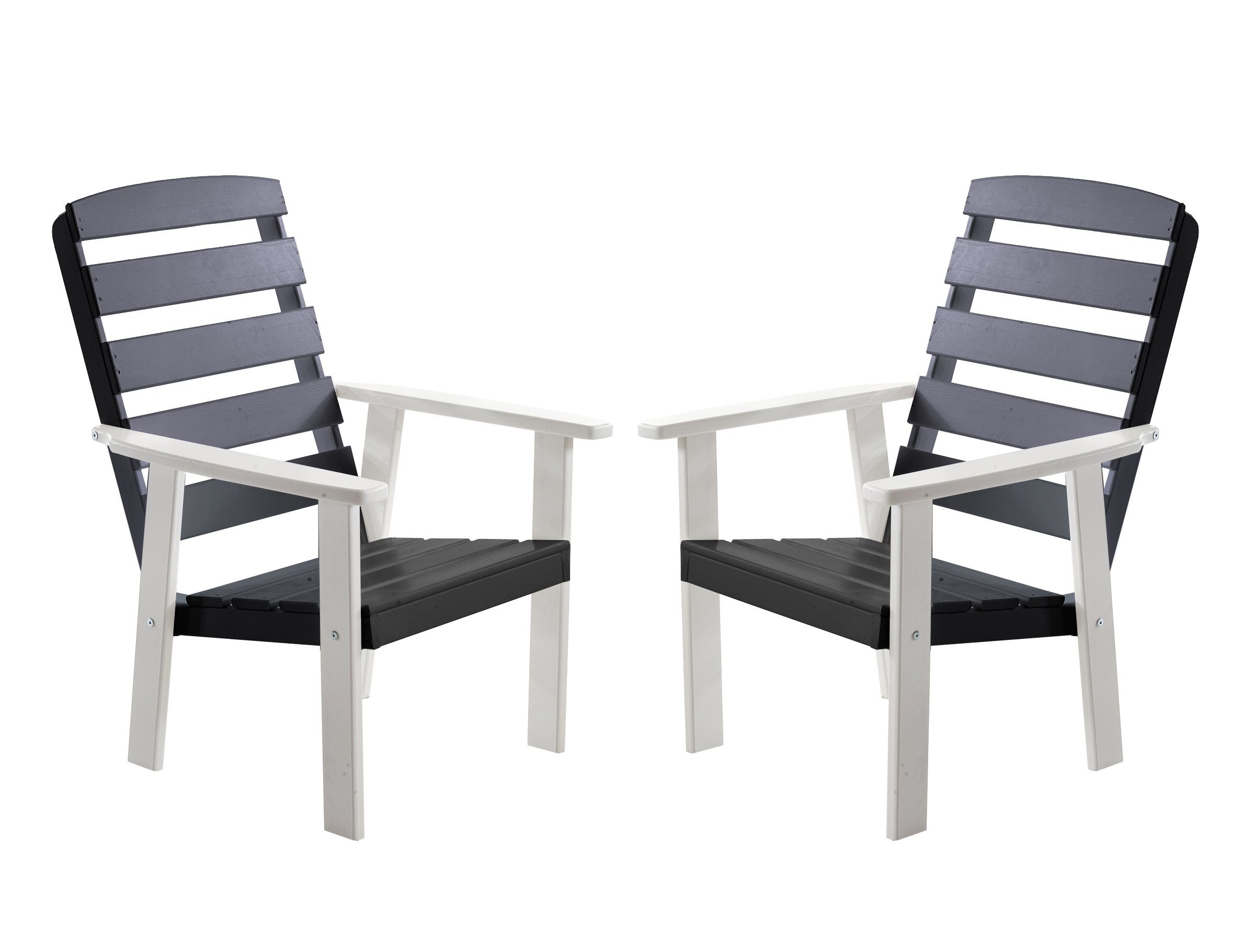 Home Feeling Gartensessel 2er Set Loungesessel Massivholz Hanko Maxi, Weiß/Taupegrau