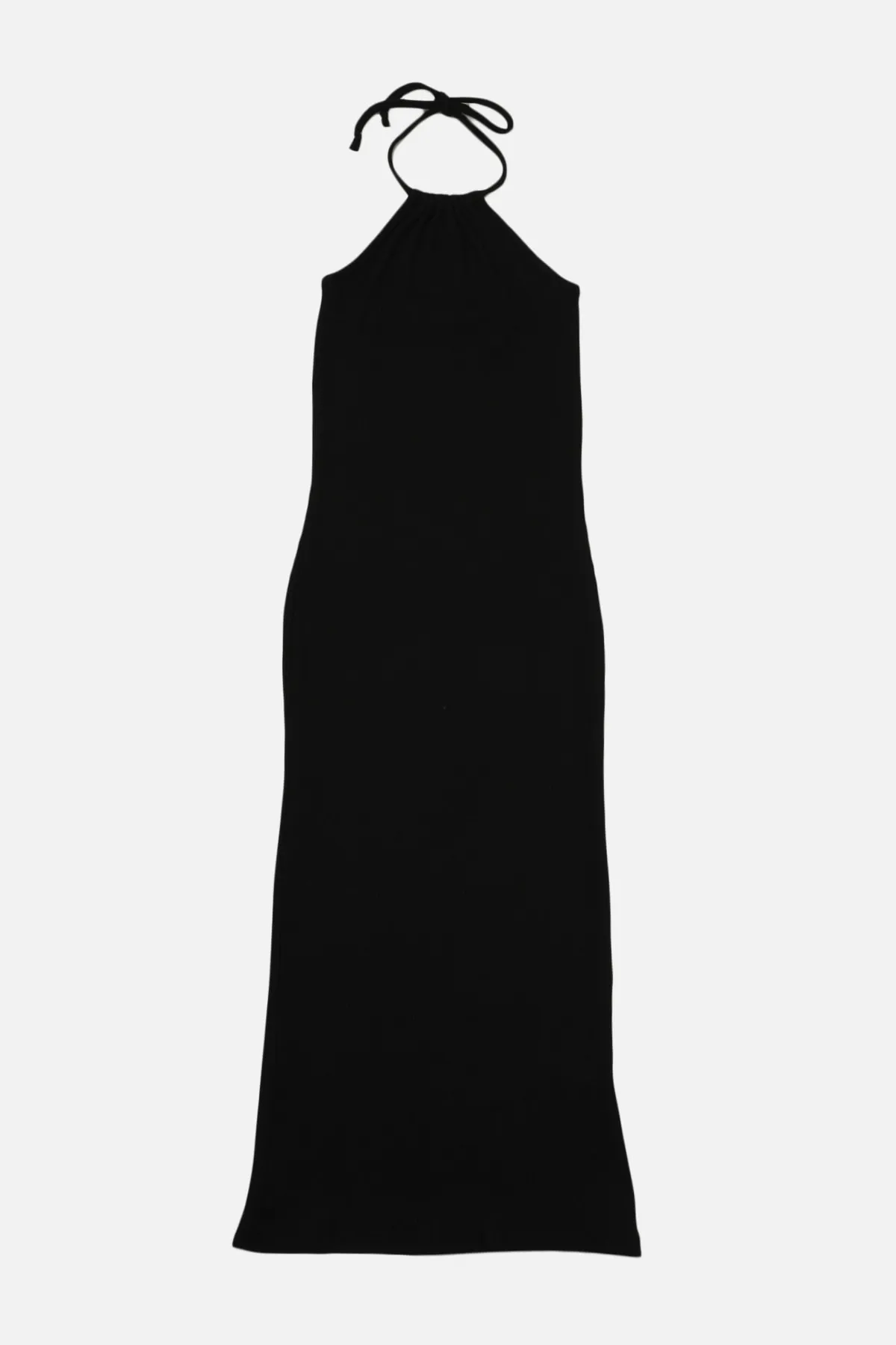 Trendyol Collection  Schwarzes Neckholder-Bleistiftkleid aus dehnbarem, geripptem Midi-Strick TWOSS22EL1220