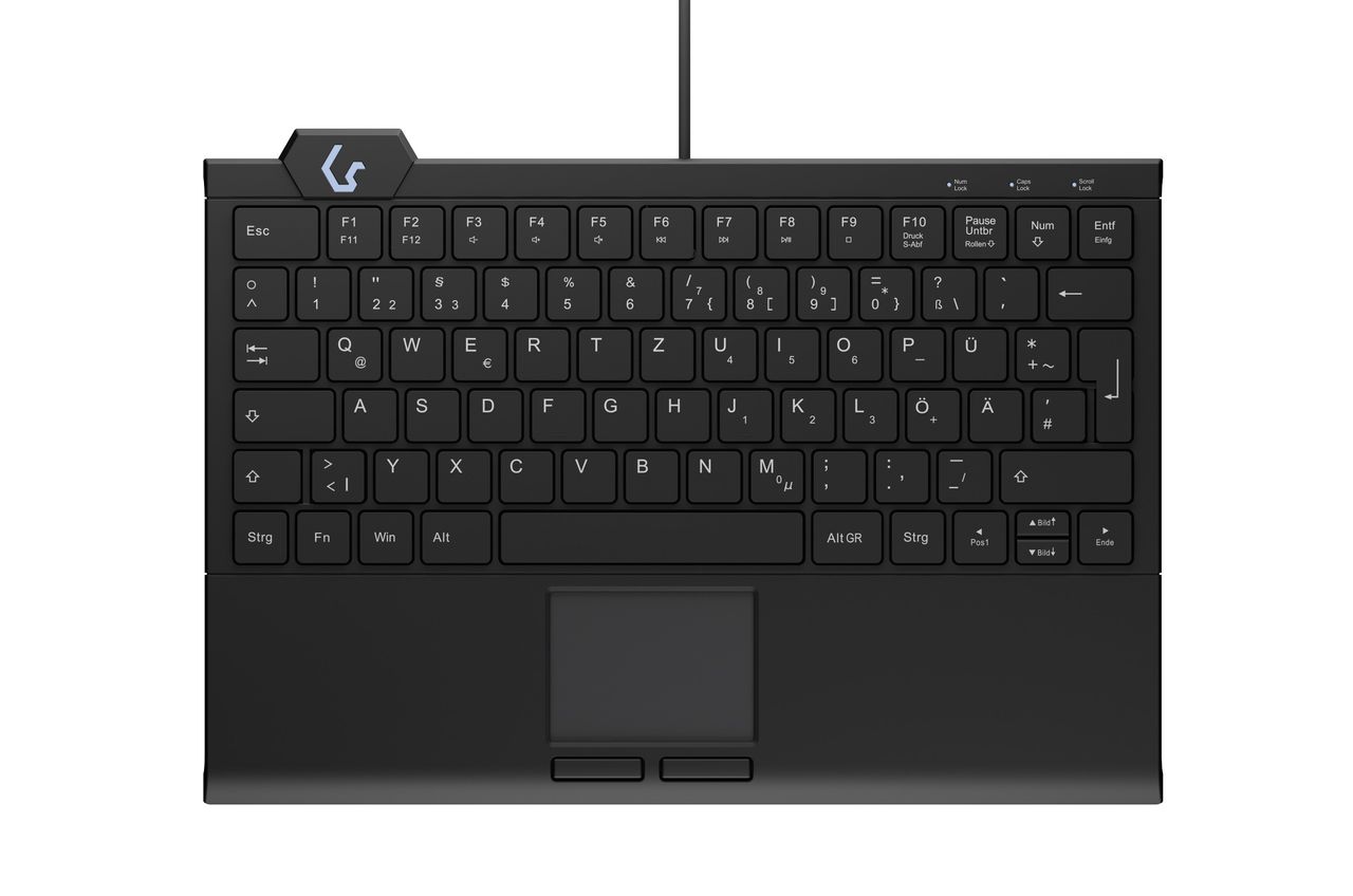 Keysonic KSK-5210ELU (DE) Mini Tastatur, Touchpad, Hintergrundbeleuchtung, schwarz