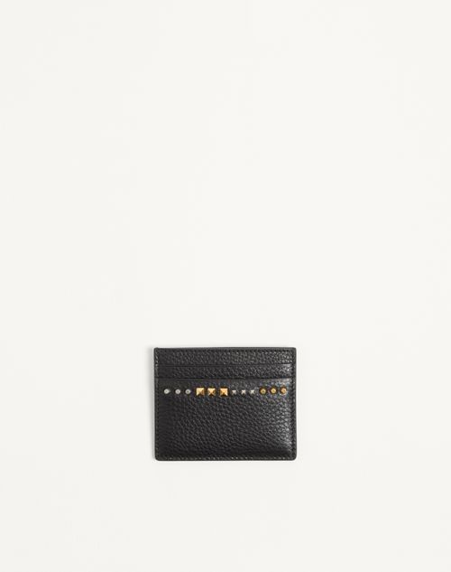 Rockstud kortholder i granatfarvet kalveskind