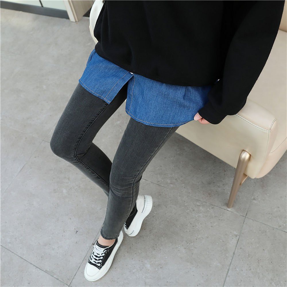 Apharte Unterrock Minirock Unterer Sweep-Saum Hemd Verlängerung Extender Rock Layering (1-tlg) Tops Saum Shirt Extender mit Elastischem Taillenband Denim-Material