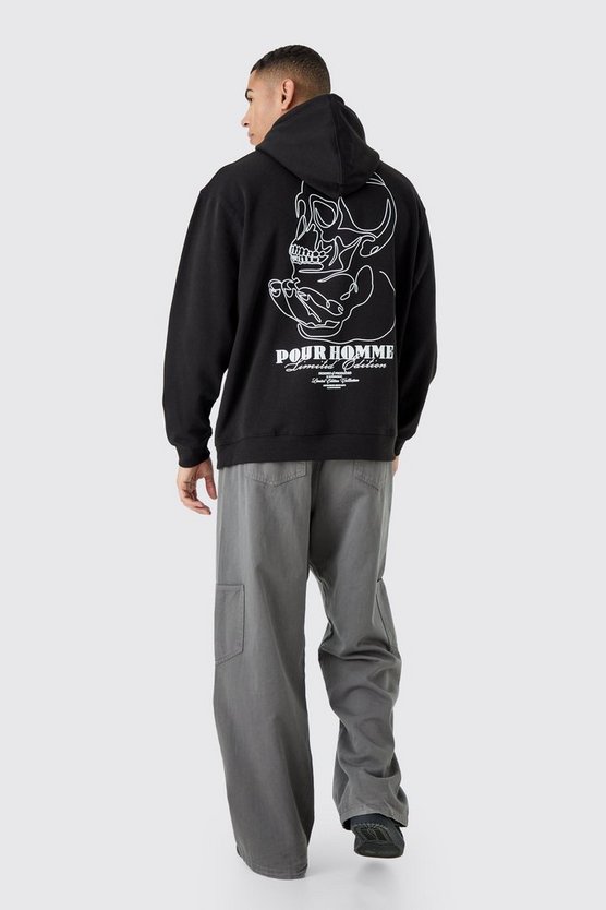 Oversize Hoodie mit Totenkopf-Print