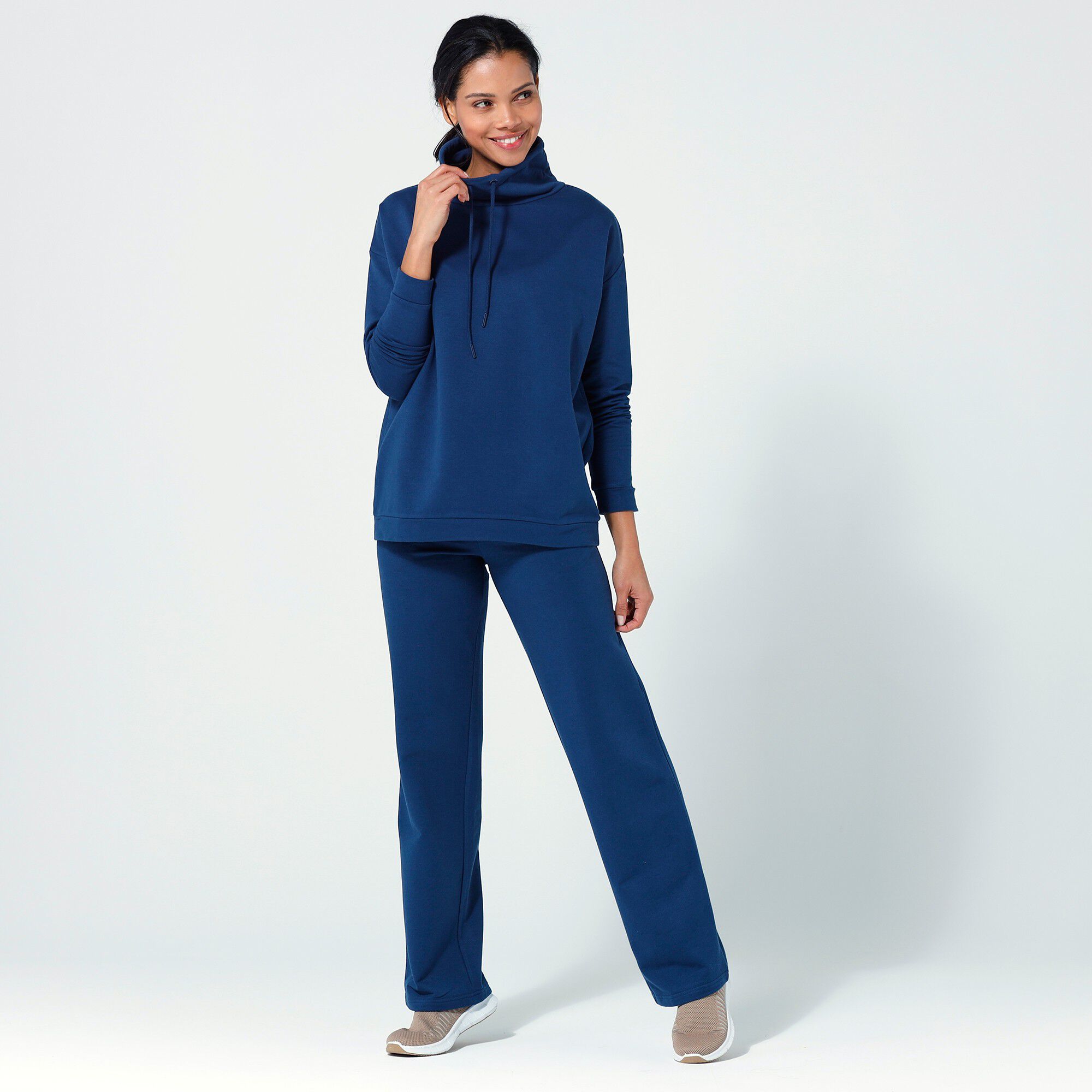 Pantalon coupe large molleton taille élastiquée