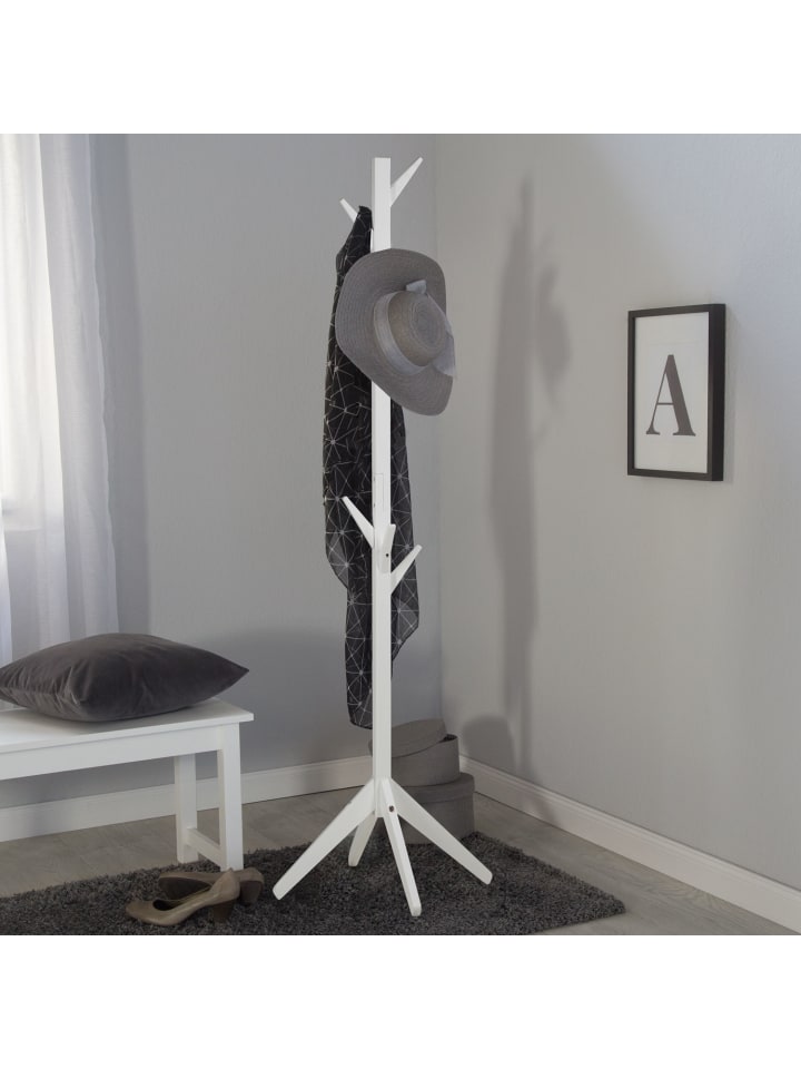 Homestyle4u Kleiderständer Garderobenständer weiß Garderobe Holz 10 Garderobenhaken günstig kaufen onesize