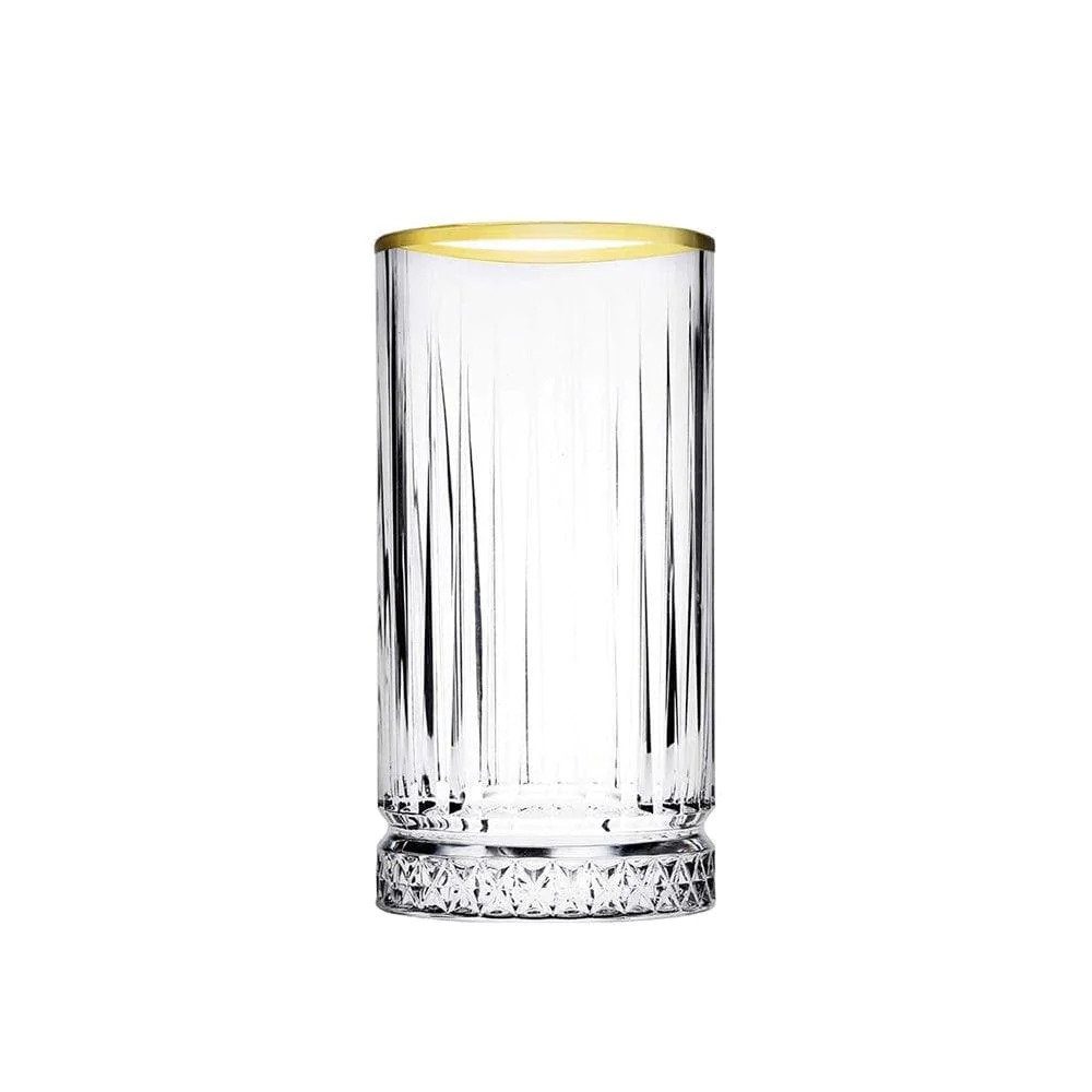 Pasabahce Gläser-Set Elysia Golden Touch, Glas, Long Drink Gläser 4-teiliges Set mit Goldrand 280ml