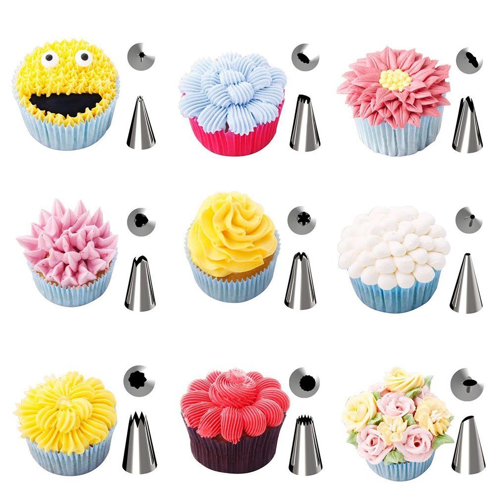 Dedom Brotbackform 72-teiliges Kuchendekorationsset,Gebäckbeutel, Zuckergussglätter, (72-tlg), Spritztüllen Kuppler, Blumenheber für Kuchendekoration, Backwerkzeuge