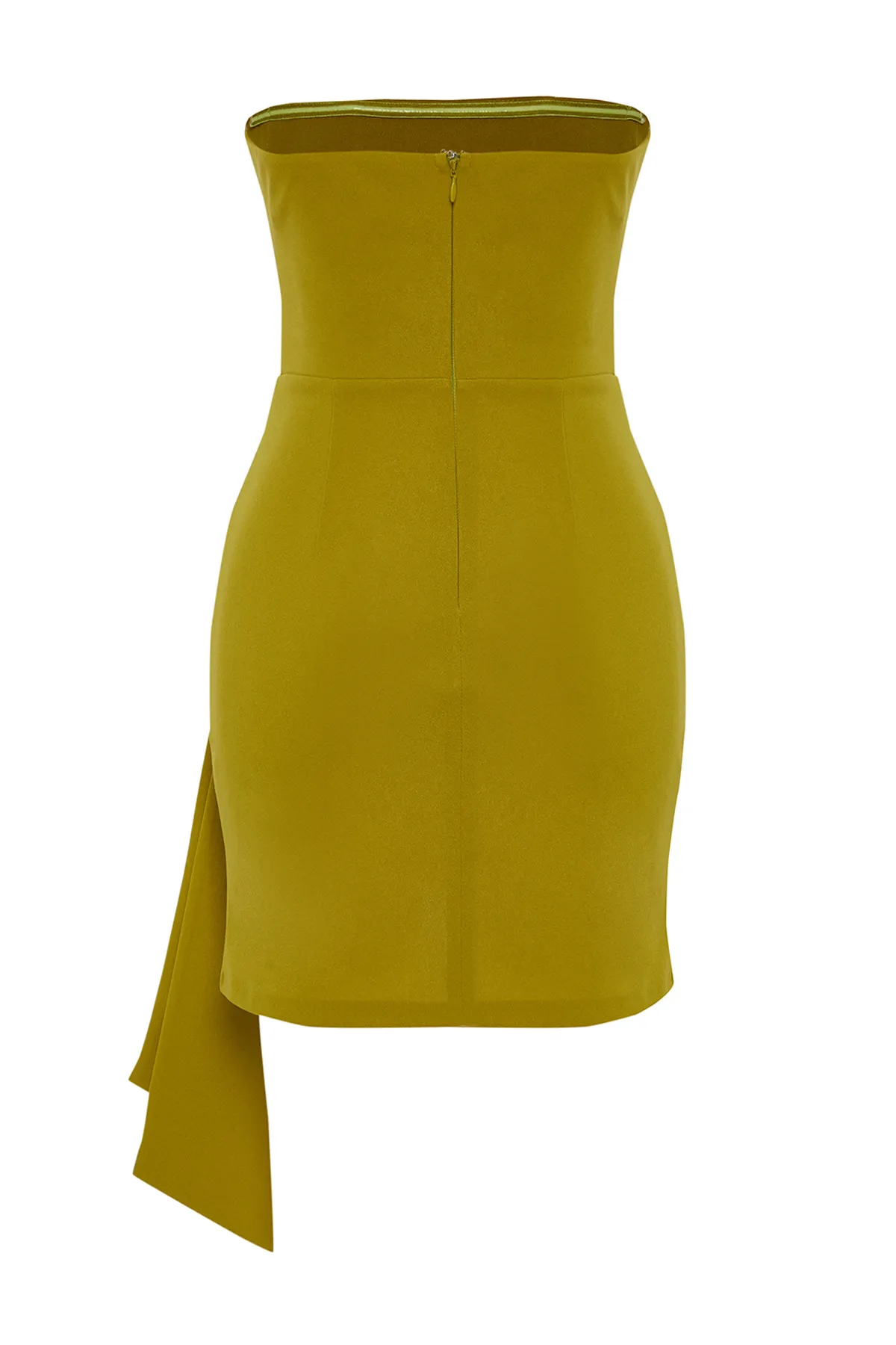 Trendyol Collection  Zeynep Tosun Ölgrünes gestricktes Abendkleid - Accessoire detailliert TCLSS24EL00008