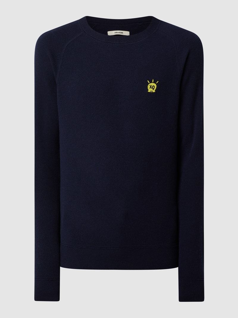 Pullover aus Merinowolle in marineblau