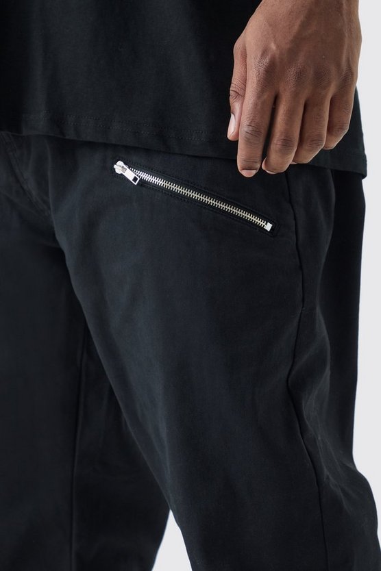 Plus Fixed Waist Straight Leg Twill Zip Gusset Trouser