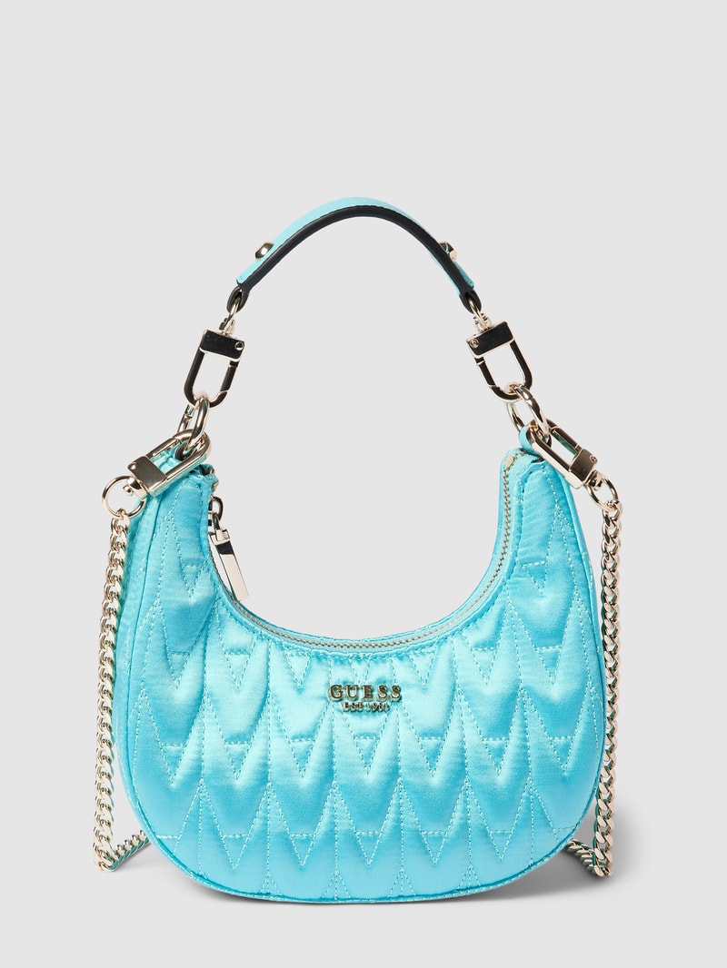 Hobo Bag mit Label-Applikation Modell 'GOLDEN ROCK' in helltürkis