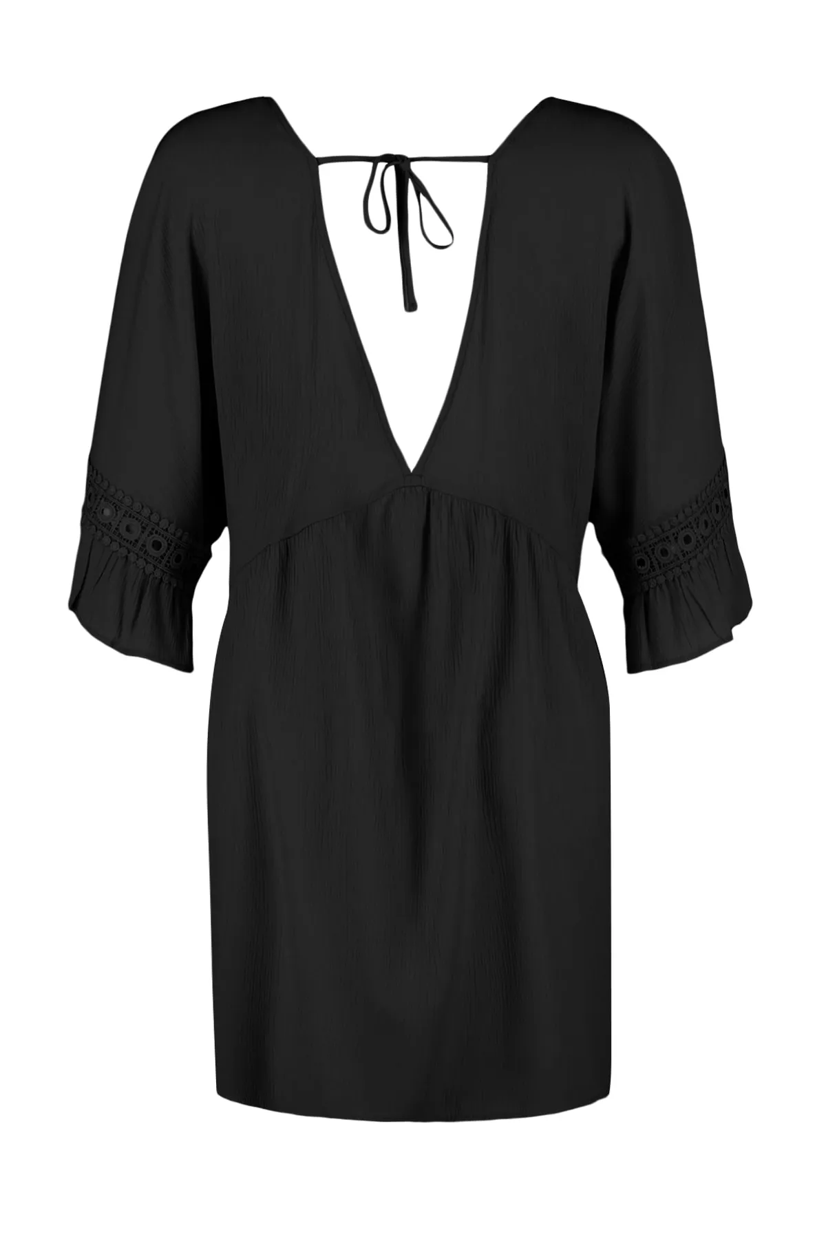Trendyol Collection  Schwarzes Mini-Strandkleid mit gewebtem Band-Accessoire TBESS21EL2759