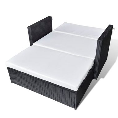 vidaXL Loungesofa 2-tlg. Garten-Lounge-Set mit Auflagen Poly Rattan Schwarz, 1 Teile