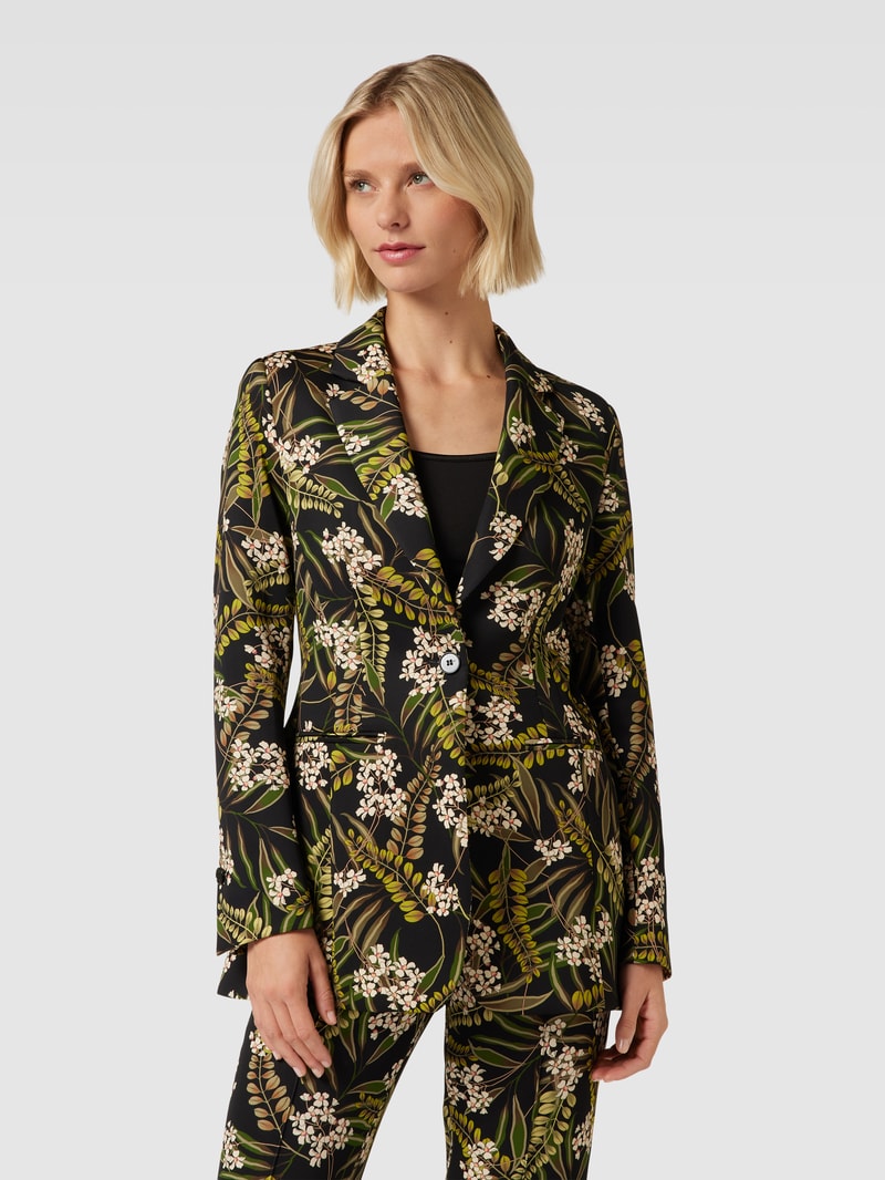 Blazer mit floralem Muster in schwarz