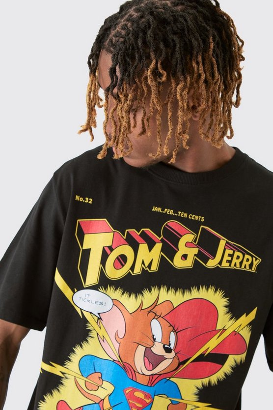 Tall T-Shirt mit lizenziertem Tom & Jerry Print