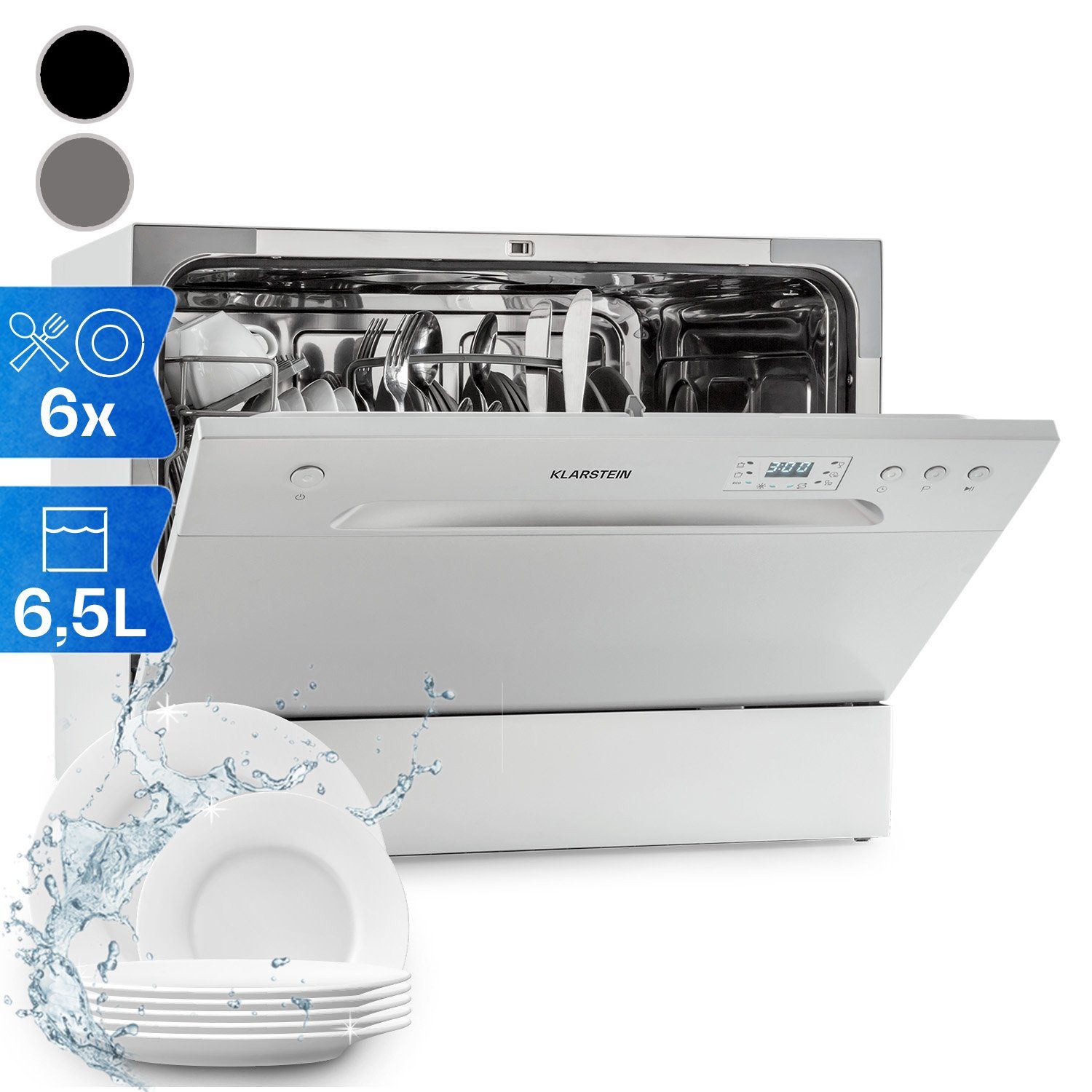 Klarstein Standgeschirrspüler Havasia UV 6 Geschirrspüler UV-Licht freistehend 1380W, 10041823, 7 l