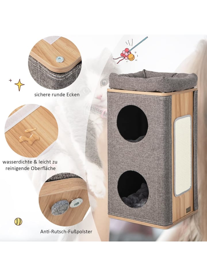 COSTWAY 3-stöckige Katzenhöhle in Grau günstig kaufen onesize