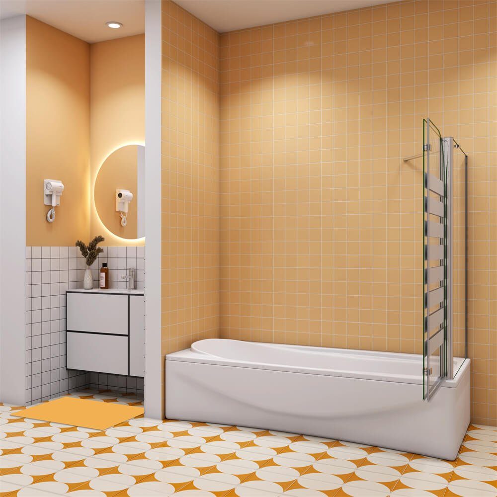 duschspa Badewannenaufsatz Faltwand Badewannenaufsatz mit Seitenwand Glaswand auf Badewanne, Einscheibensicherheitsglas, Sicherheitsglas, (Set), Glas, Breite 120cm