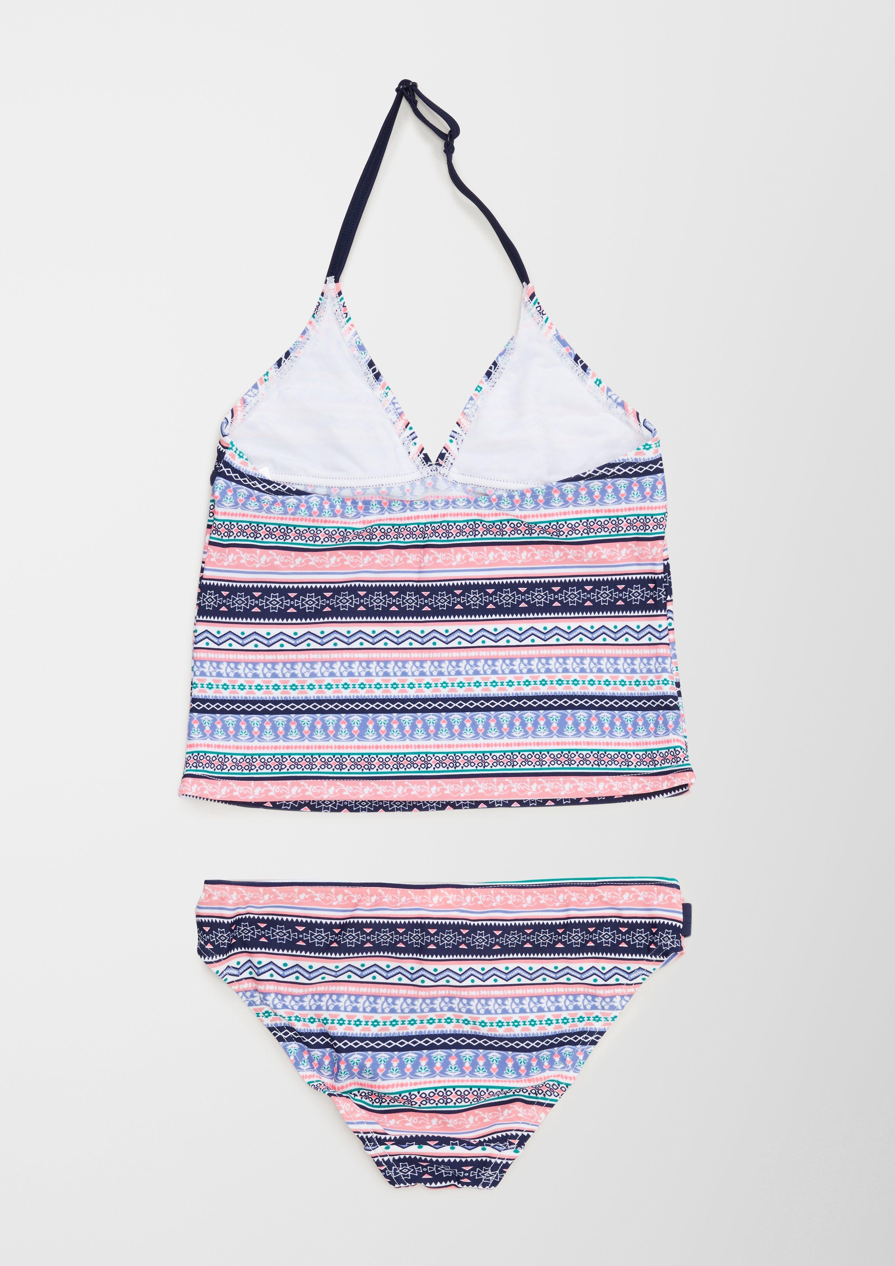 Gemusterter Neckholder-Tankini  524.720.257.61039-21573