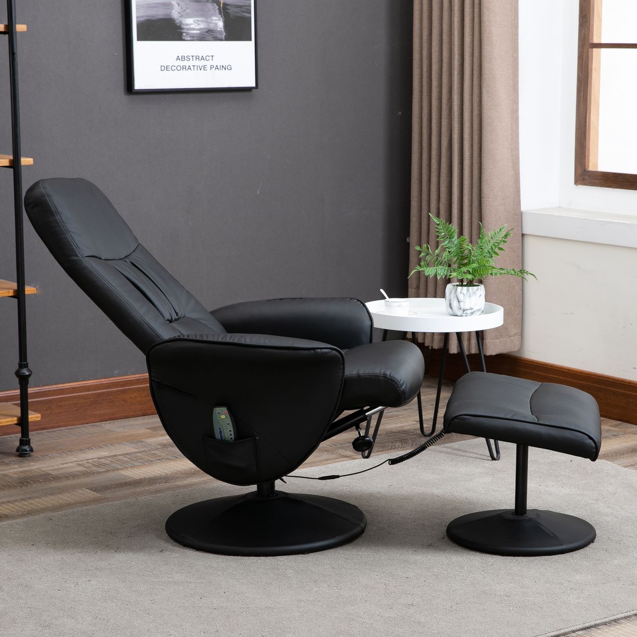 HOMCOM Massagesessel mit Fußhocker Massagesessel Relaxsessel TV-Sessel145°-Neigung Liegesessel Ergonomischer Stuhl mit 10 Vibrationpunkte Kunstleder Schwarz 76 x 81 x 105 cm