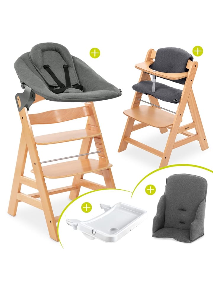 Hauck Alpha Plus Natur XXL Newborn Set - Hochstuhl   2in1 in beige,grau günstig kaufen onesize