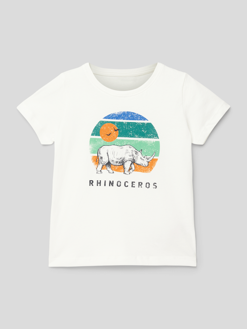 T-Shirt mit Motiv-Print in ecru