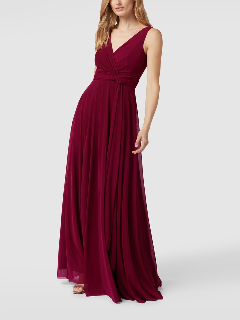 Abendkleid mit Taillenband in kirschrot