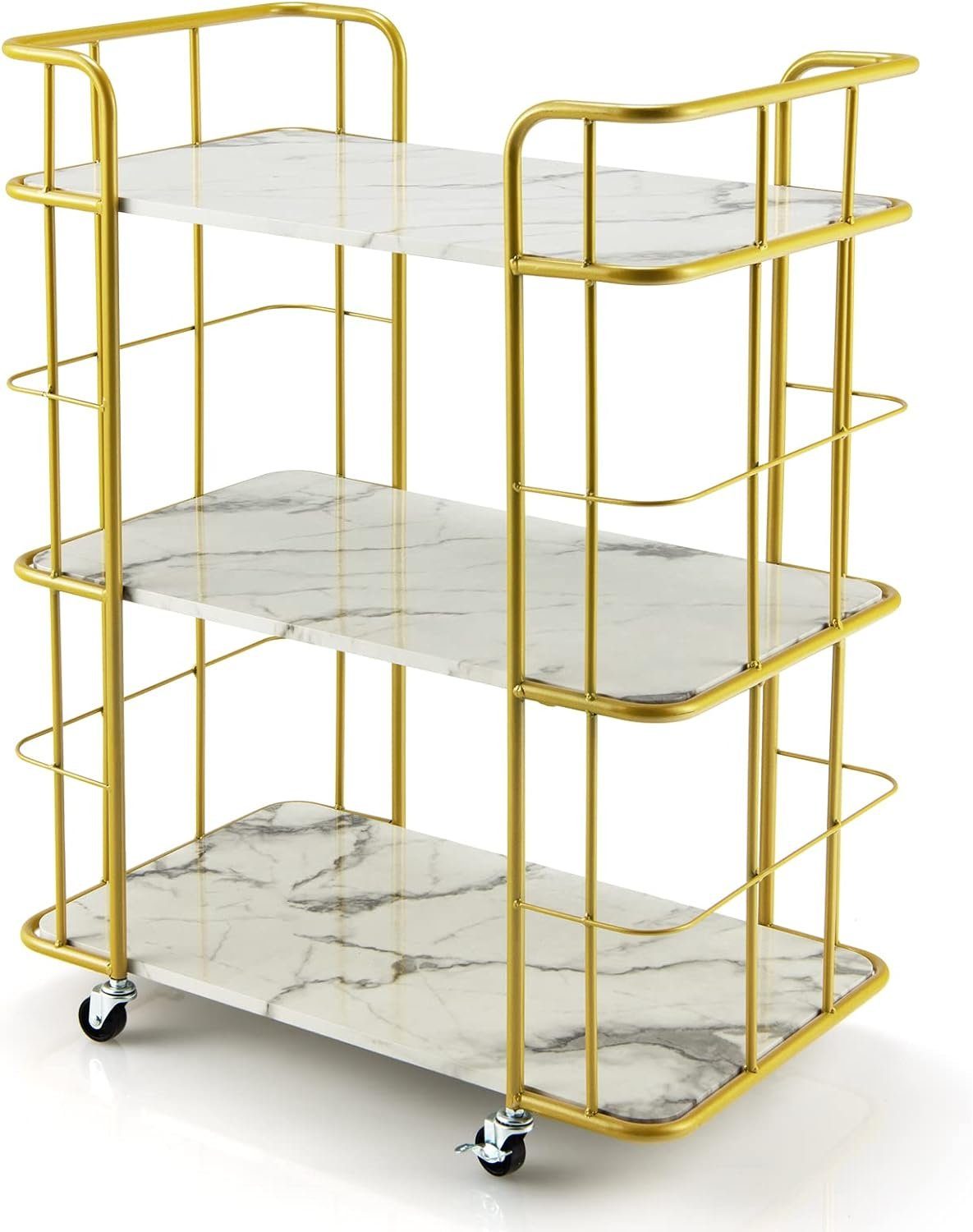 KOMFOTTEU Servierwagen 3-stöckiger Rollwagen, 66 x 40 x 82 cm