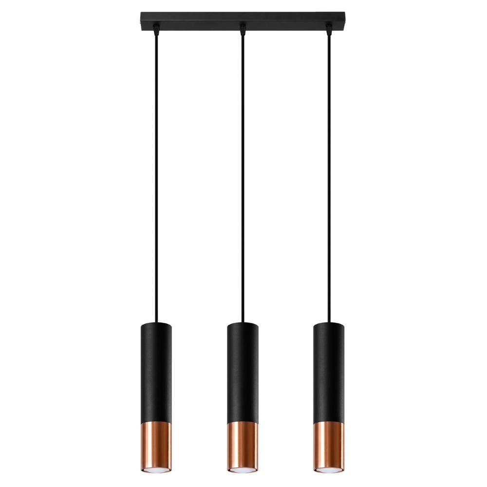 famlights Hängeleuchte, Pendelleuchte Loys in Schwarz und Roségold GU10 3-flammig, keine Angabe, Leuchtmittel enthalten: Nein, warmweiss, Hängeleuchte, Pendellampe, Pendelleuchte