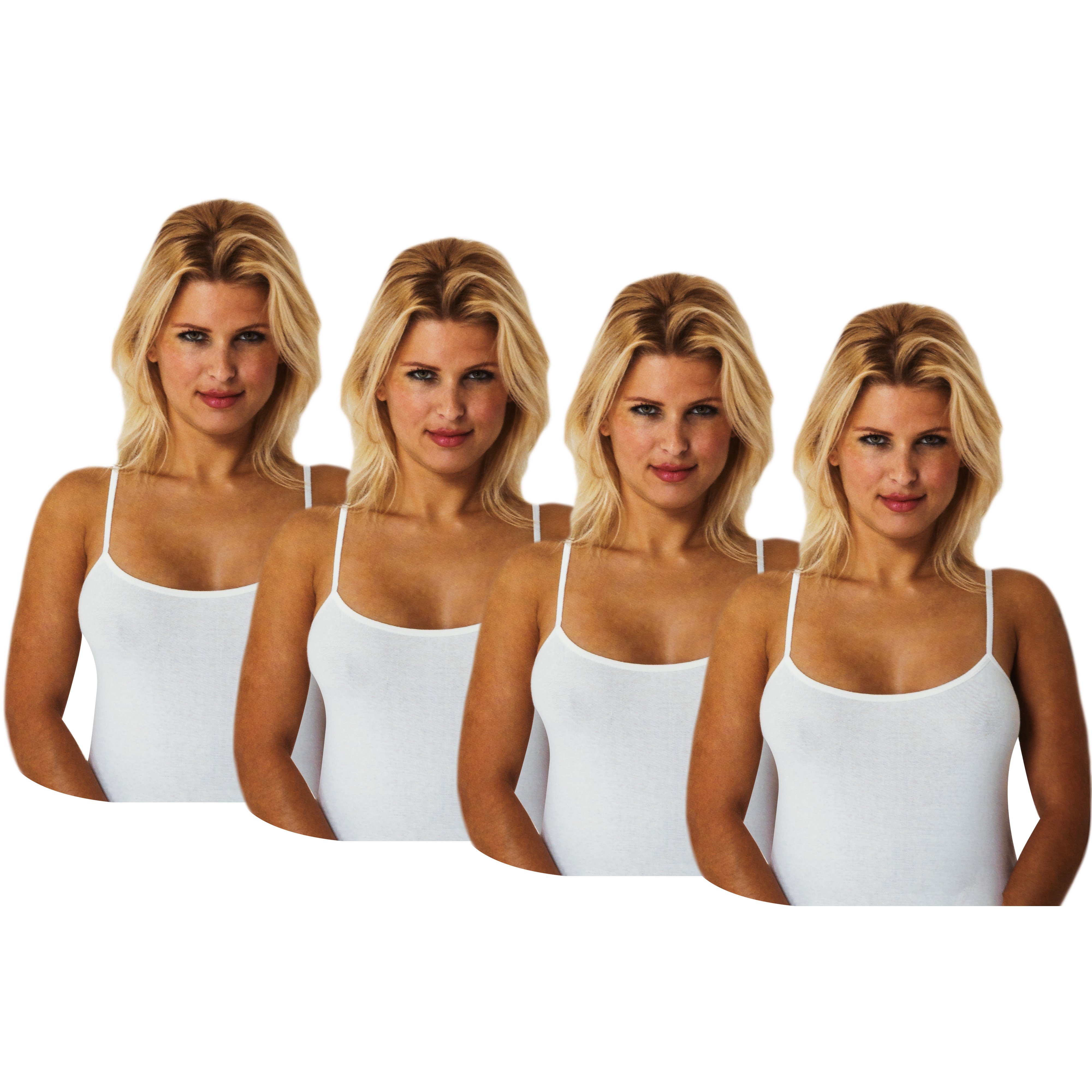 TEXEMP Spaghettitop 2 bis 6 Damen Unterhemd Top Baumwolle Tank Shirt Lady Damentop Trägertop Unterwäsche Spaghettiträger (2-tlg) 100% gekämmte Baumwolle